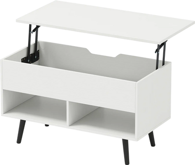 Costway Lift-Top Coffee Table w/ Hidden Storage & 2 Open Shelves 31.5