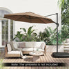 Cantilever patio umbrella base with wheels, holding up to 225 lbs, designed for stability and easy mobility.