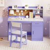 Kids Study Desk and Chair Set Student Table and Chair-Purple - Gallery View 1 of 10