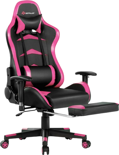 Costway Massage Gaming Chair with Footrest 84703512 New