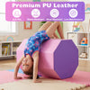 Octagon tumbling mat in pink with thick foam filling, perfect for gymnastics and cheerleading practice at home or gym.