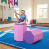 Octagon tumbling mat in pink with thick foam, ideal for gymnastics practice and improving balance and coordination.