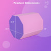 Octagon tumbling mat dimensions: 22.5" x 26", pink with zippered cover, ideal for gymnastics and fitness practice.
