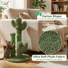 Cactus-shaped 22-inch cat scratching post in green with plush fabric and sisal rope for healthy claw maintenance.