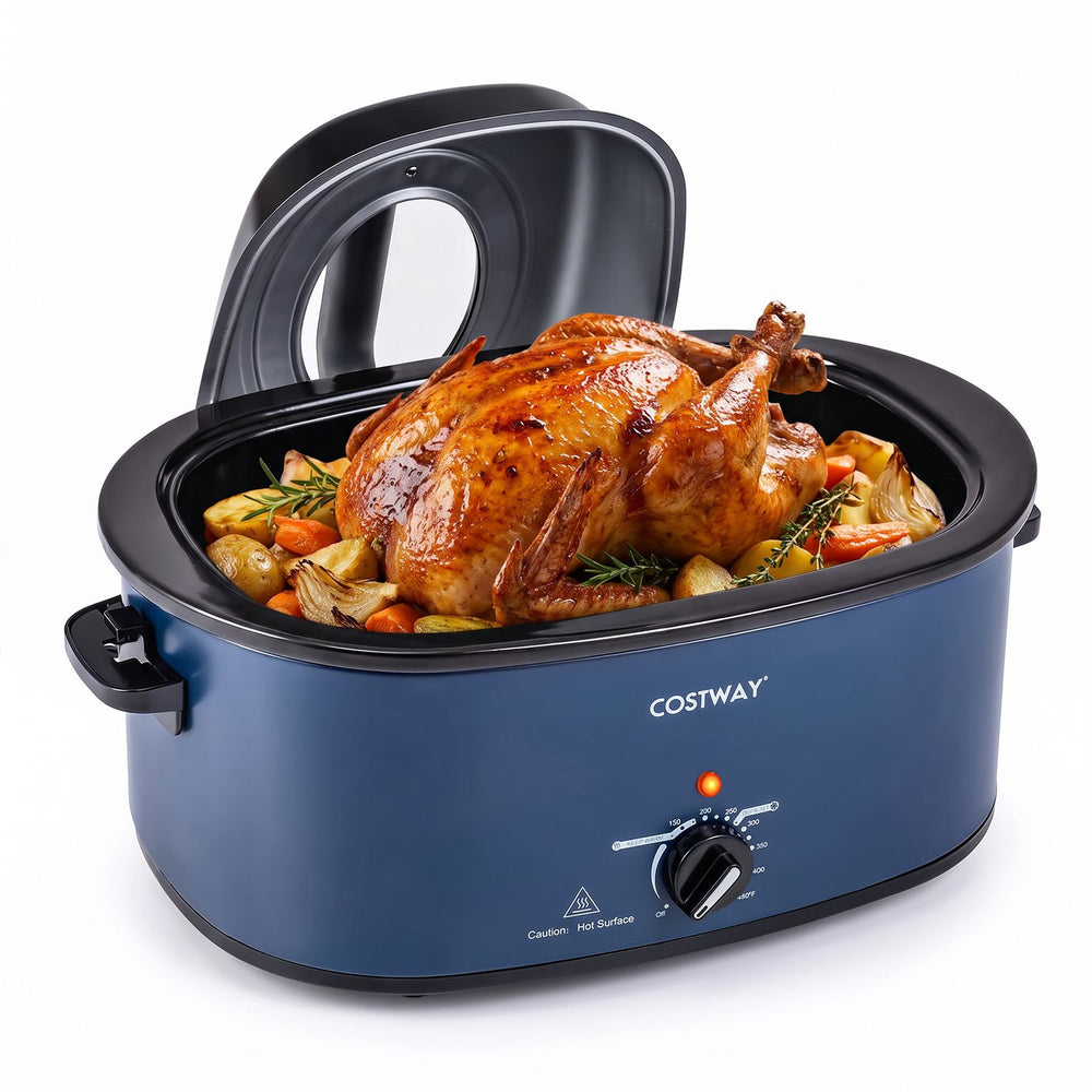22 QT Electric Roaster Oven with Self-Basting Lid and Removable Pan Rack-Blue - Gallery View 1 of 1