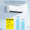 23000 BTU Mini Split Air Conditioner with Heat Pump, 19 SEER2 rating, showcasing energy efficiency and lower costs.