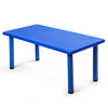 Blue kids plastic rectangular table with smooth surface, designed for daycares and preschools, suitable for indoor and.