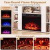 Electric fireplace insert with adjustable flame colors and brightness, remote control, and 750W/1500W heating options.