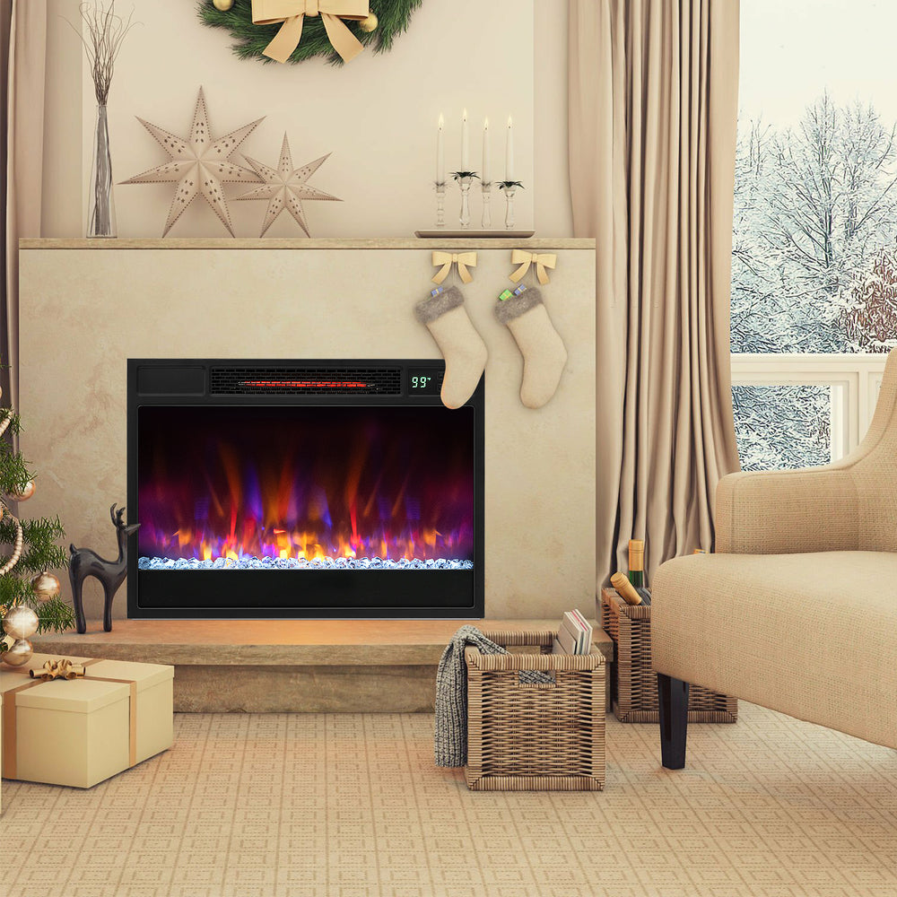 23 Inch 1500W Recessed Electric Fireplace Insert with Remote Control-Black - Gallery View 1 of 10