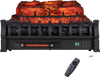 23" WiFi fireplace insert features lifelike resin logs and customizable flames, perfect for enhancing cozy living room decor.