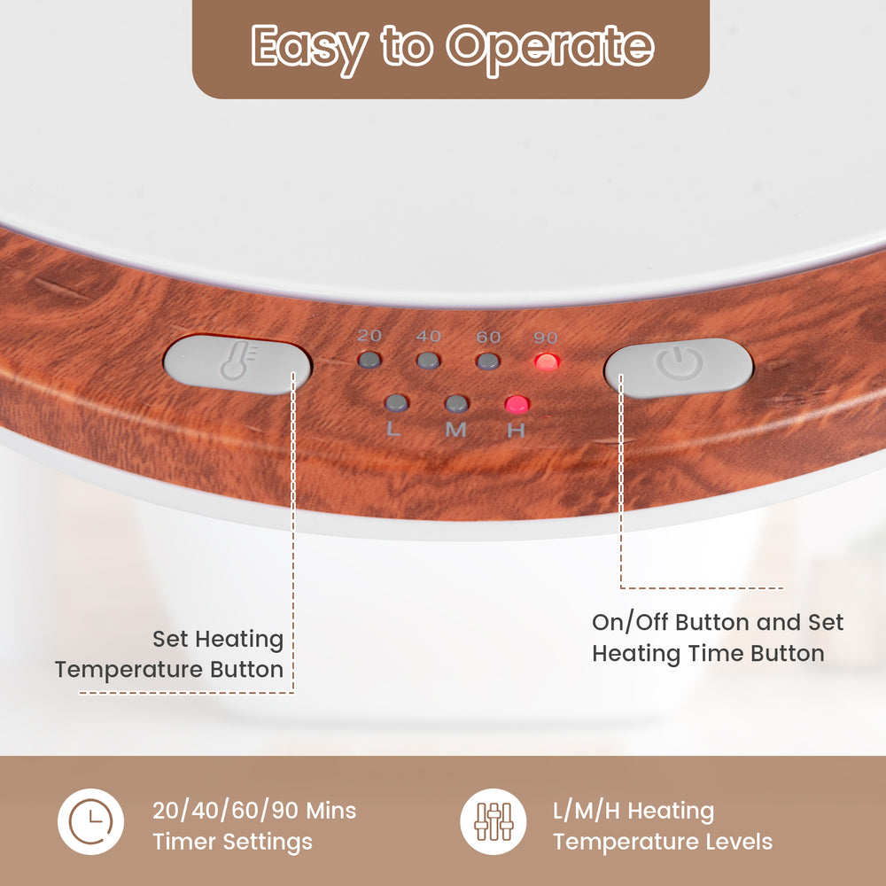 Control panel of the 23L luxury towel warmer with temperature and timer buttons for easy operation and customization.