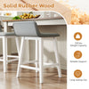 24-inch white counter height bar stool set with low back, solid rubber wood legs, and faux linen fabric for kitchen use.