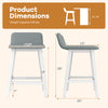 Dimensions of 24-inch counter height bar stools with low back, featuring solid rubber wood legs and faux linen fabric.