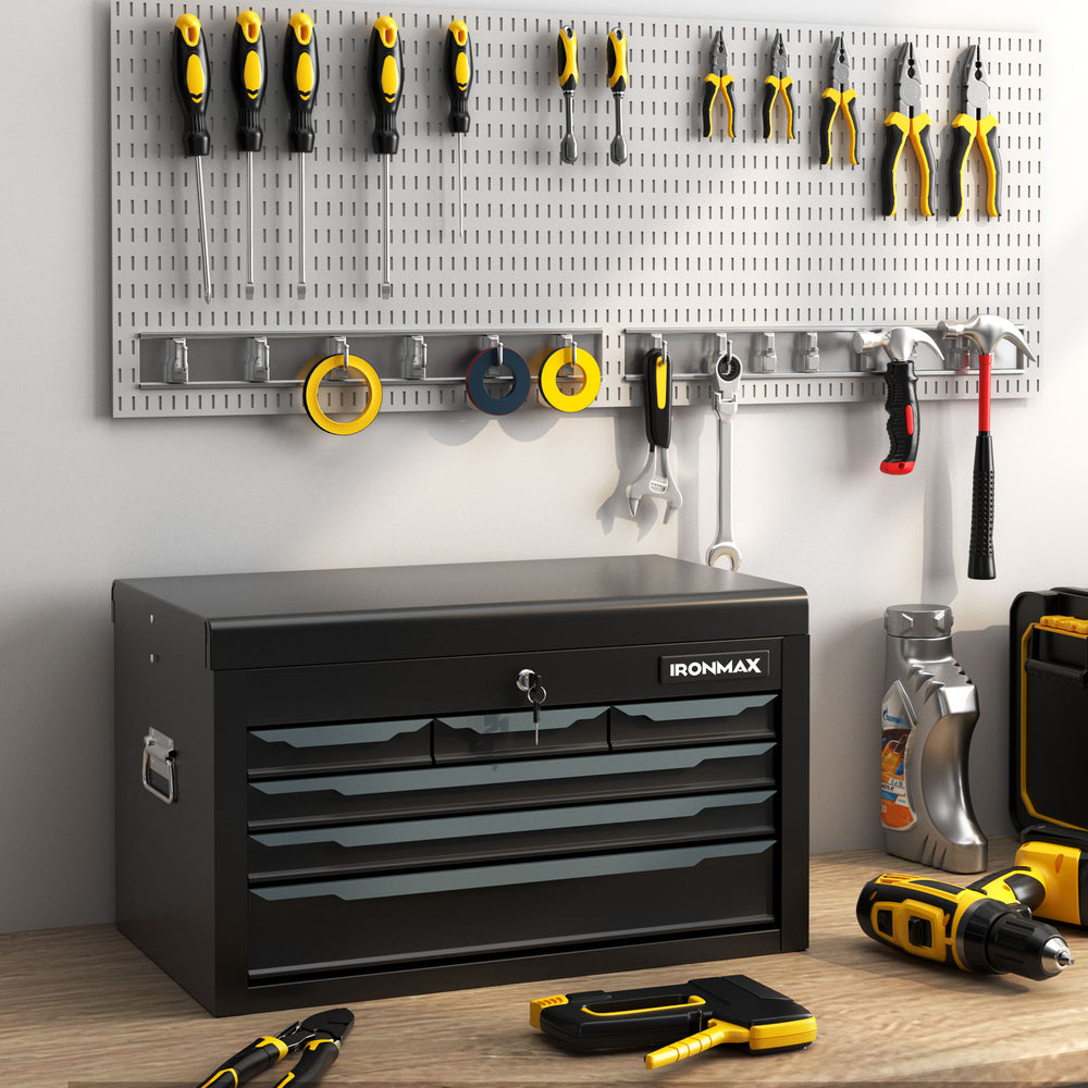 24 Inch Tool Chest Case with 6 Drawers and Top Storage for Garage Repair Shop & Warehouse-Black - Gallery View 1 of 10