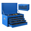 Blue 24-inch tool chest with 6 drawers and top storage, featuring heavy-duty steel and anti-scratch EVA pads for garage.