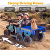 24V 2-seater kids ride-on dump truck in navy, featuring 4WD, electric dump bed, and LED lights for outdoor fun.