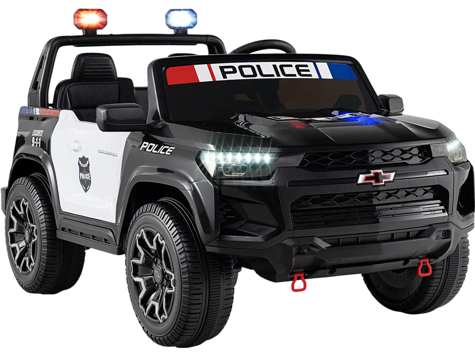 Costway 24V 2-Seater 4WD Chevrolet Police Ride-On Car w/ Megaphone & LED Lights 46527521 New