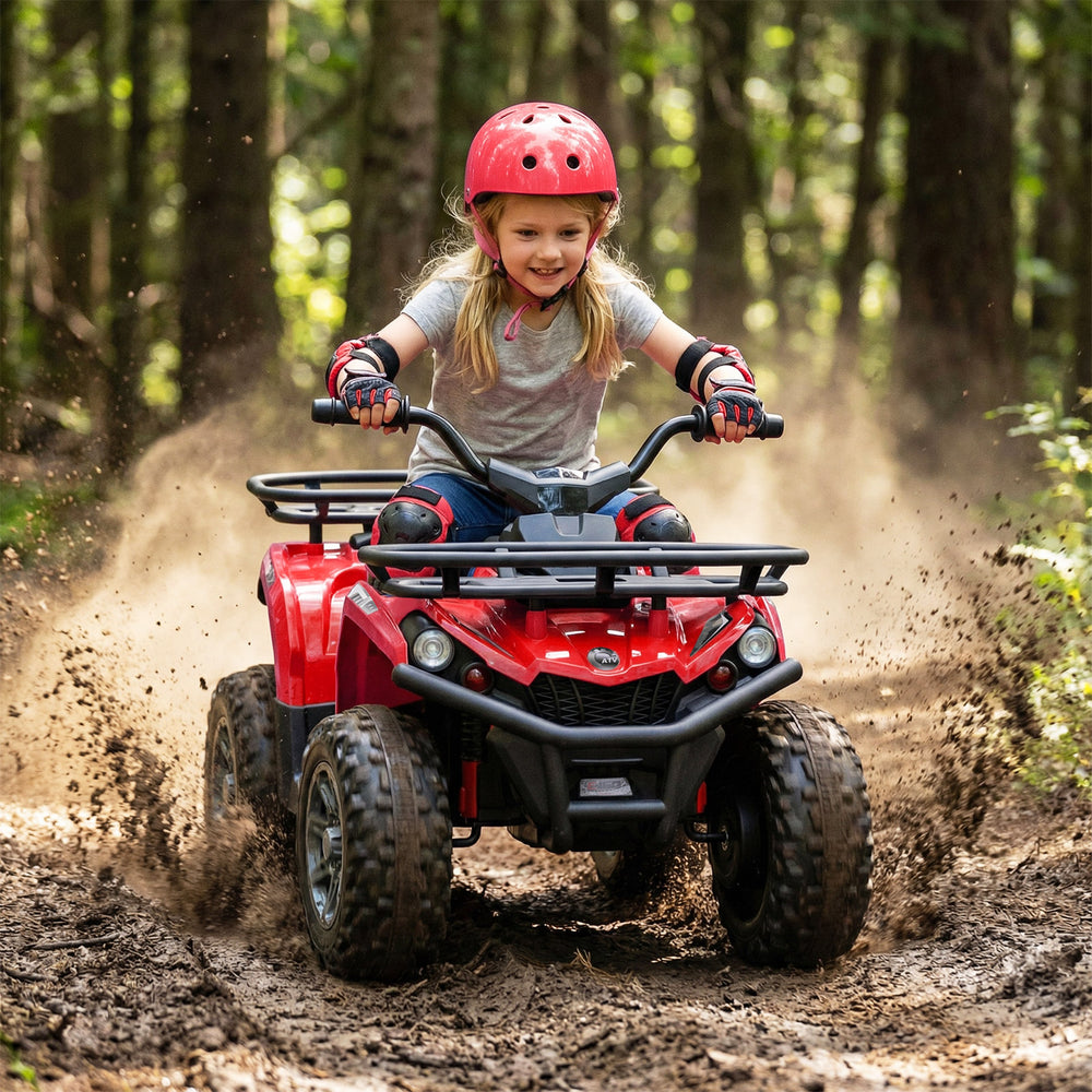 24V Electric Ride On Quad with LED Headlights-Red - Gallery View 1 of 9