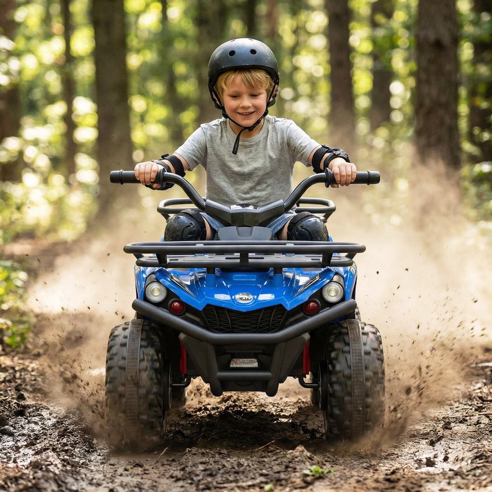 24V Electric Ride On Quad with LED Headlights-Blue - Gallery View 1 of 9