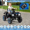 Kids 24V ATV with 4 motors, LED lights, and music, featuring two seats and adjustable speed for outdoor fun.