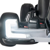 Close-up of the 24V Audi kids go kart's adjustable frame and LED headlights, designed for safe and fun riding.