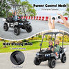 24V kids golf cart in black with parent control mode, 4WD, and spacious seating for two, ideal for outdoor fun.