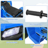 Close-up of the ergonomic seat and anti-slip handles on the blue 24V kids ride-on electric ATV for toddlers.