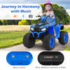 Blue 24V kids ride-on electric ATV with wireless connection, designed for toddlers 3-8 years old, featuring music and.