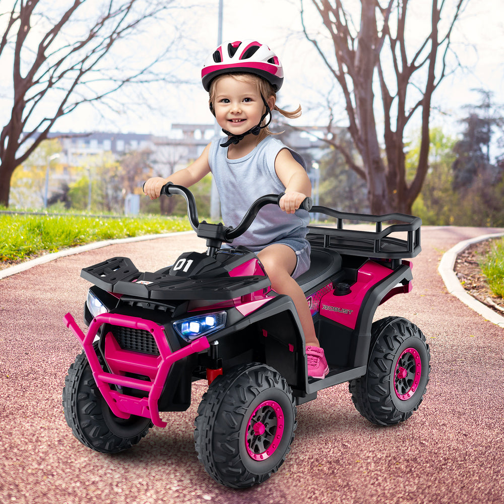 24V Kids Ride on Electric ATV Quad Car with Realistic Sounds and  LED Lights-Pink - Gallery View 1 of 10