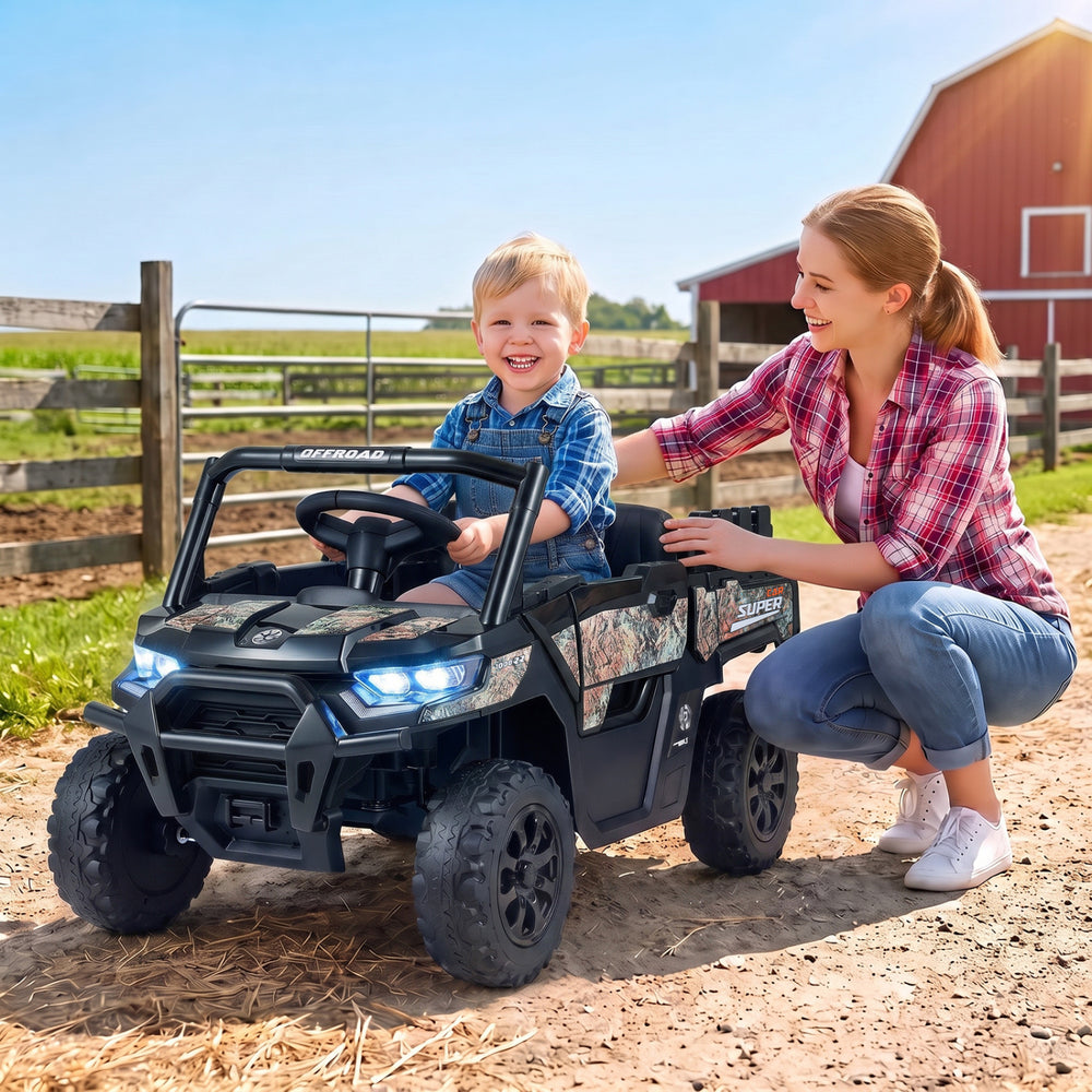 24V Ride On Dump Truck Car Off-Road with Remote Control and Music-Black - Gallery View 1 of 11