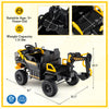 Yellow 24V Ride On Excavator 4WD with remote control, dual seats, and digging arm for kids' imaginative play.