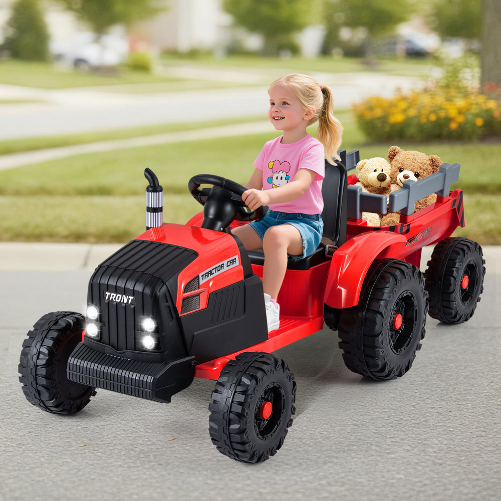 24V Ride On Tractor for Kids Electric Vehicle with Detachable Trailer and Remote Control-Red - Gallery View 1 of 12