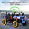 24V ride-on kids car in navy with dump bed, remote control, and safety features for ages 3-8, ideal for outdoor fun.