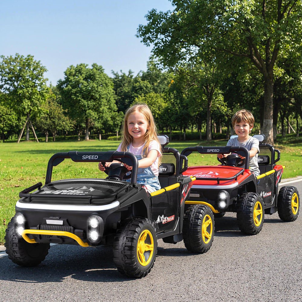 24V Ride on Toy for Kids 2 Seater Ride on Truck Car with Horn Music Story-Black - Gallery View 1 of 11