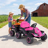 24V Ride on Tractor with Detachable Trailer and Music for Boys Girls-Pink - Gallery View 1 of 10