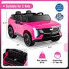Pink 24V licensed Cadillac ride-on truck for 2 kids, featuring remote control, safety belts, and spring suspension.