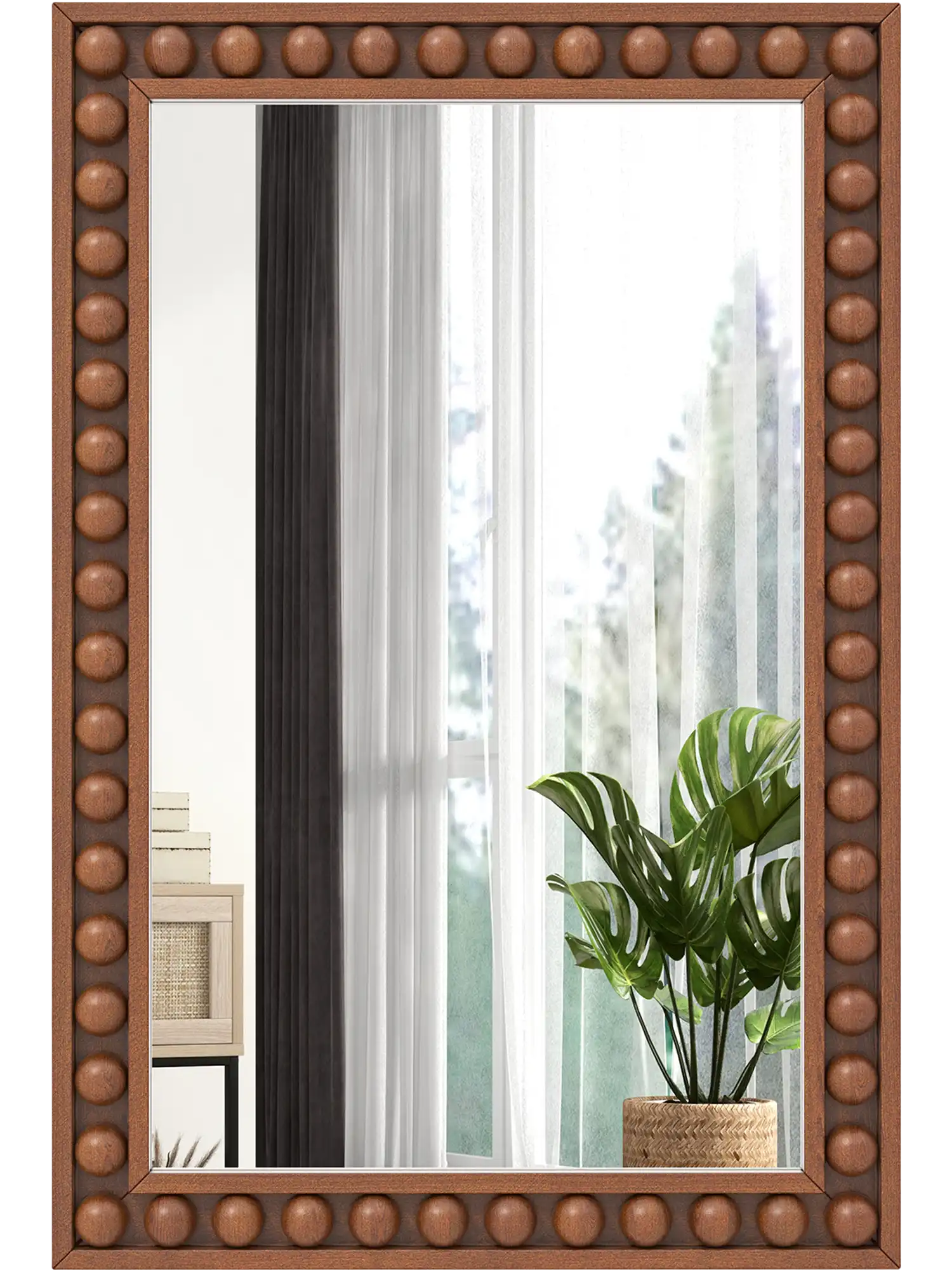 Costway Rustic Wall Mirror Solid Wood Frame 24 x 36
