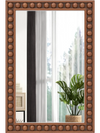 Rustic 24 x 36 inches wall mirror with solid wood frame and beaded design, perfect for living room or bedroom decor.