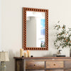 Rustic 24 x 36 inches wall mirror with a solid wood beaded frame, ideal for living room or bedroom decor.