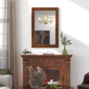 Rustic 24 x 36 inches wall mirror with solid wood frame, beaded design, ideal for living room or bedroom decor.