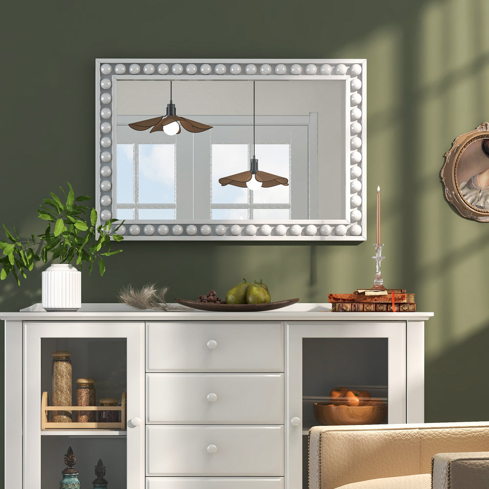 24 x 36 Inches Rustic Wall Mirror with Solid Wood Frame for Living Room  Bedroom-White - Gallery View 1 of 10