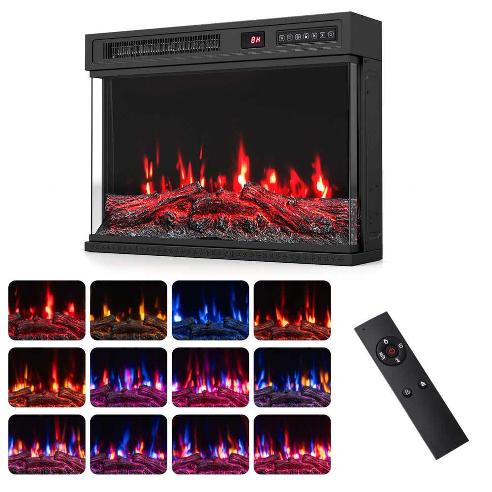 24/40/50/60 Inch 3-Sided Built-in Electric Fireplace Insert with 12 Flame Colors-24" - Gallery View 1 of 1