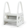 Kids step stool with armrests in gray, featuring a two-tier design for potty training and independent use in the.