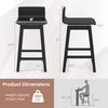 Dimensions of the 24.5-inch swivel wooden bar stool set with rubber wood legs, showcasing a low back design for comfort.