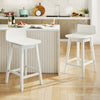 White 24.5-inch swivel wooden bar stools set of 2 with rubber wood legs, perfect for dining areas and casual settings.