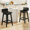 24.5 Inch Swivel Wooden Bar Stools Set of 2 with Rubber Wood Legs and Low Back-Black - Gallery View 1 of 8