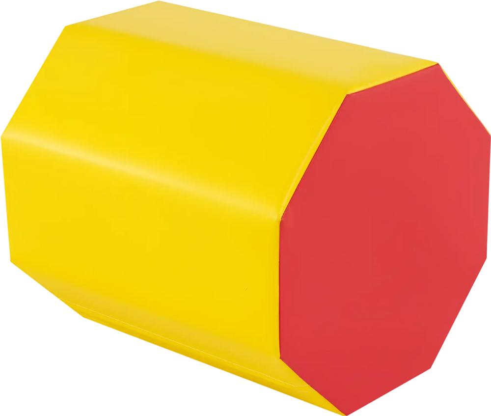 Yellow octagon gymnastics mat with waterproof cover, ideal for training skills in gymnastics, cheerleading, and martial.