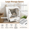 Modern 24.5" bathroom vanity in white features a ceramic sink, 2 doors, a 6-partitioned drawer, and ample storage space.