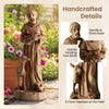 St. Francis statue with bird feeder, rustic brown, 24.5 inches, perfect for garden decor and attracting birds.