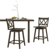 Set of 2 wooden bar stools with rubber wood frame, 24-inch height, ideal for kitchen islands and dining areas.